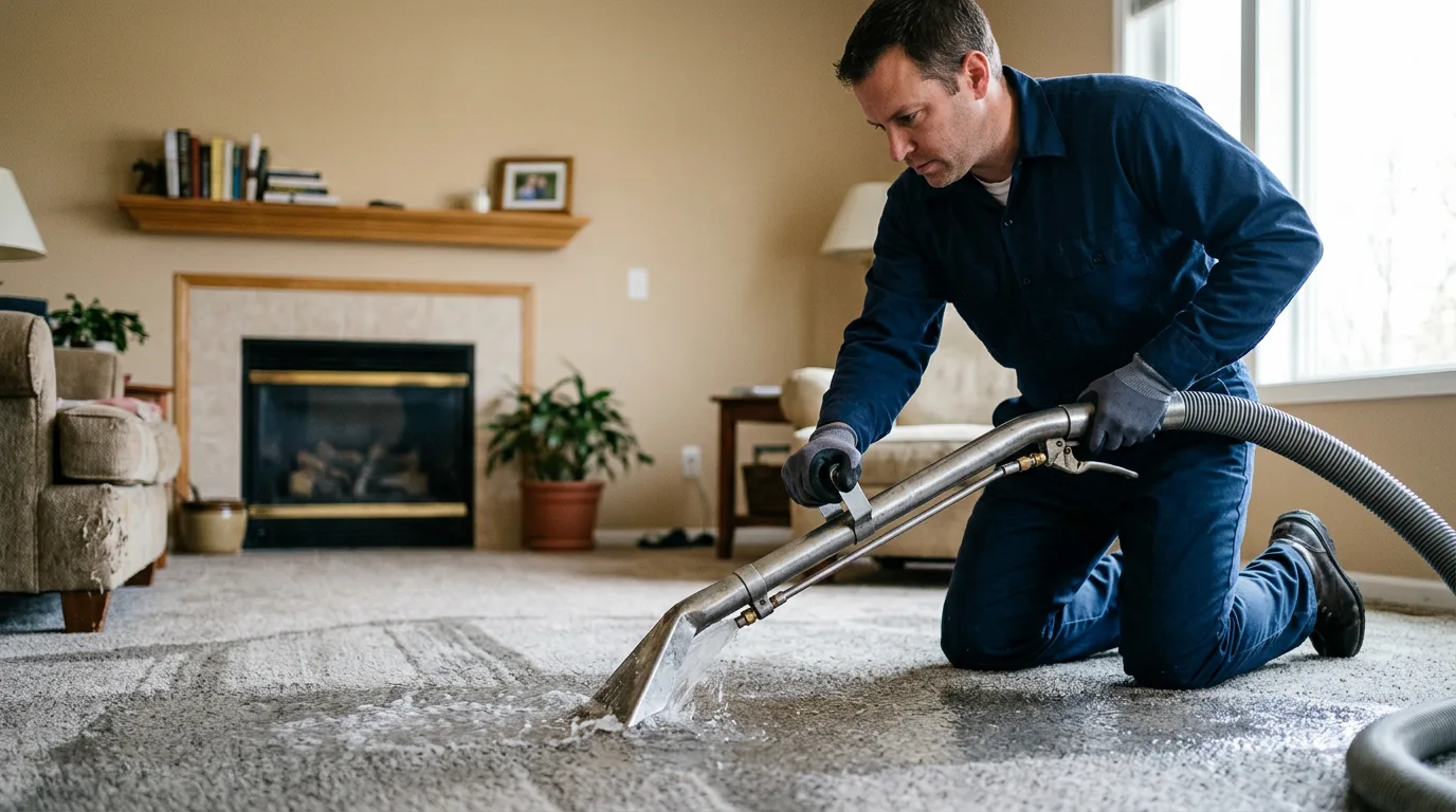 Water damage restoration technician working near Alden, MN